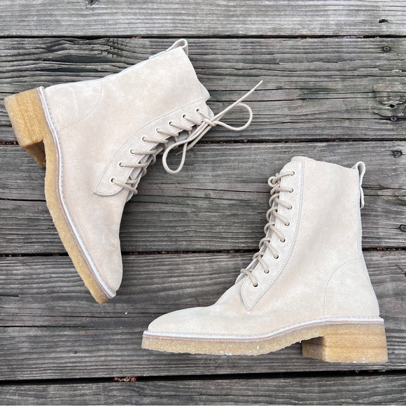 Chloe Edith Suede Lace Up Combat Boots - Picture 2 of 12
